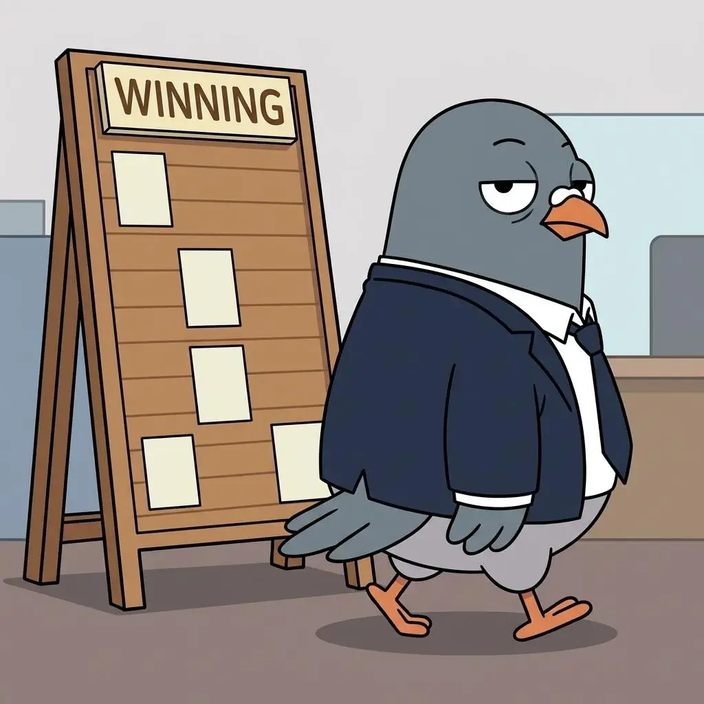‘WINNING’ 순위표 옆을 무심히 지나가는 구구씨